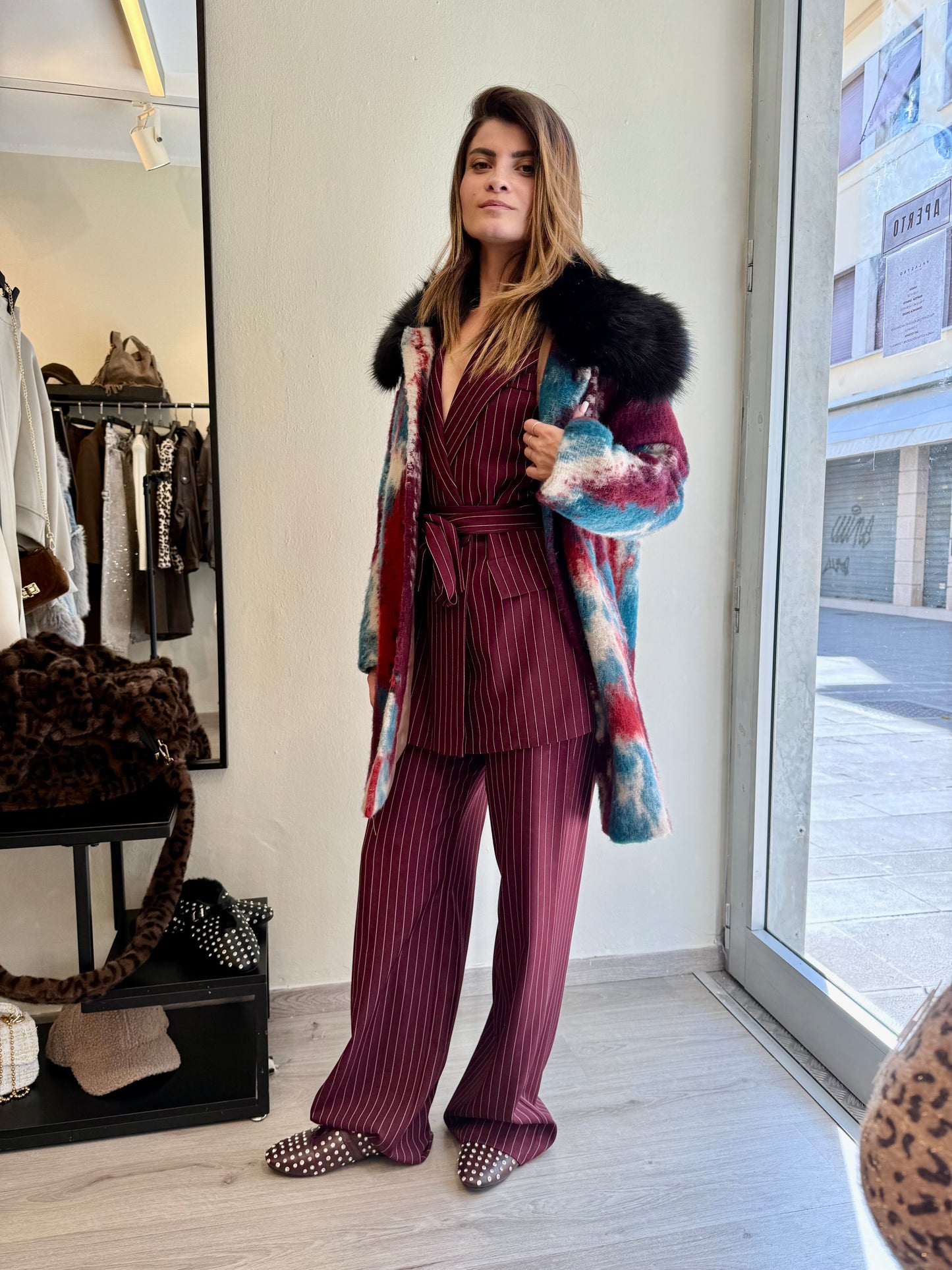 Cappotto lana multicolor