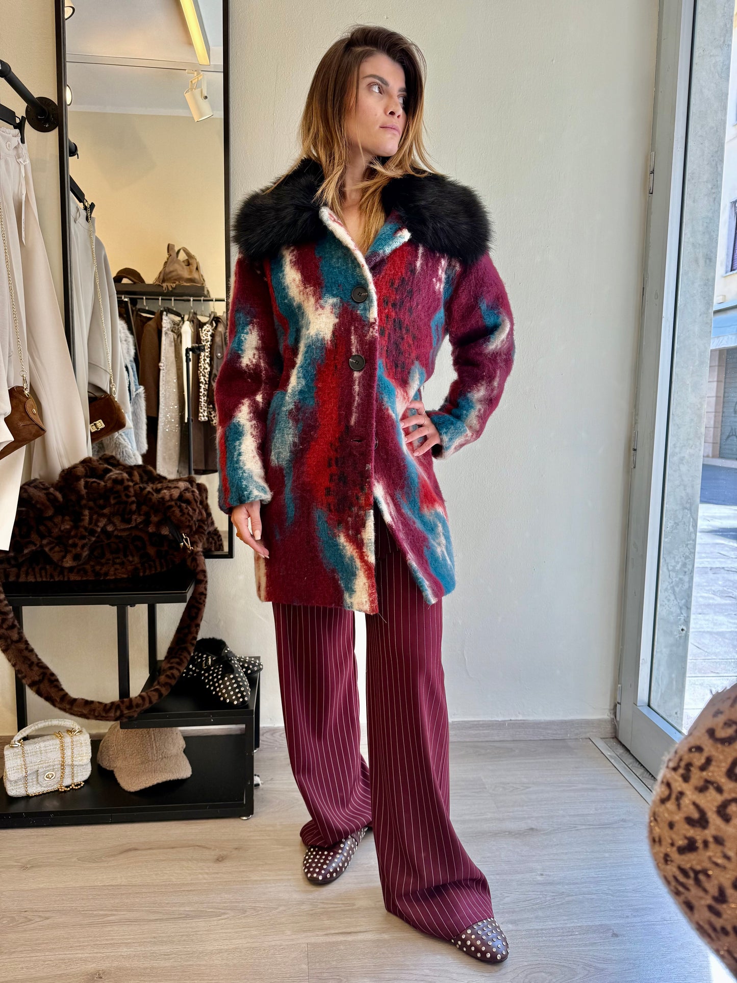 Cappotto lana multicolor