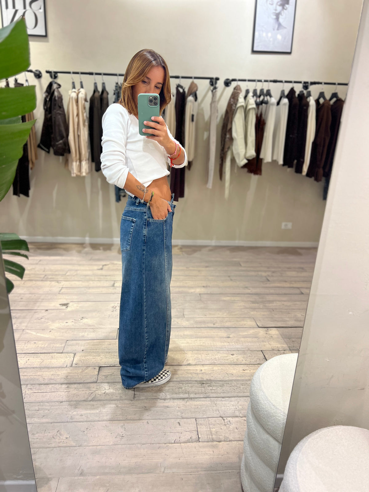 Jeans Baloon bottone obliquo