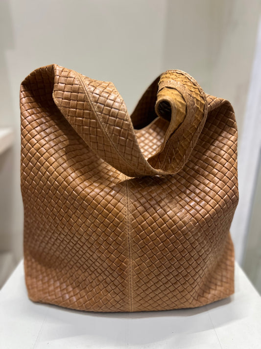 Borsa intrecciata caramello