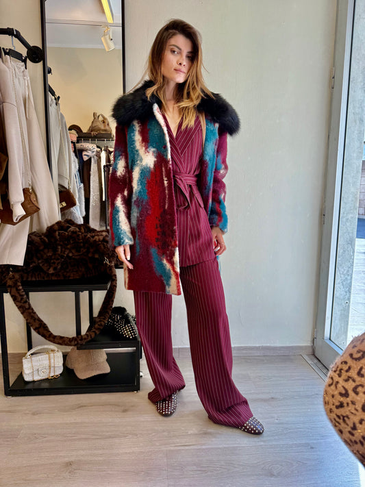 Cappotto lana multicolor