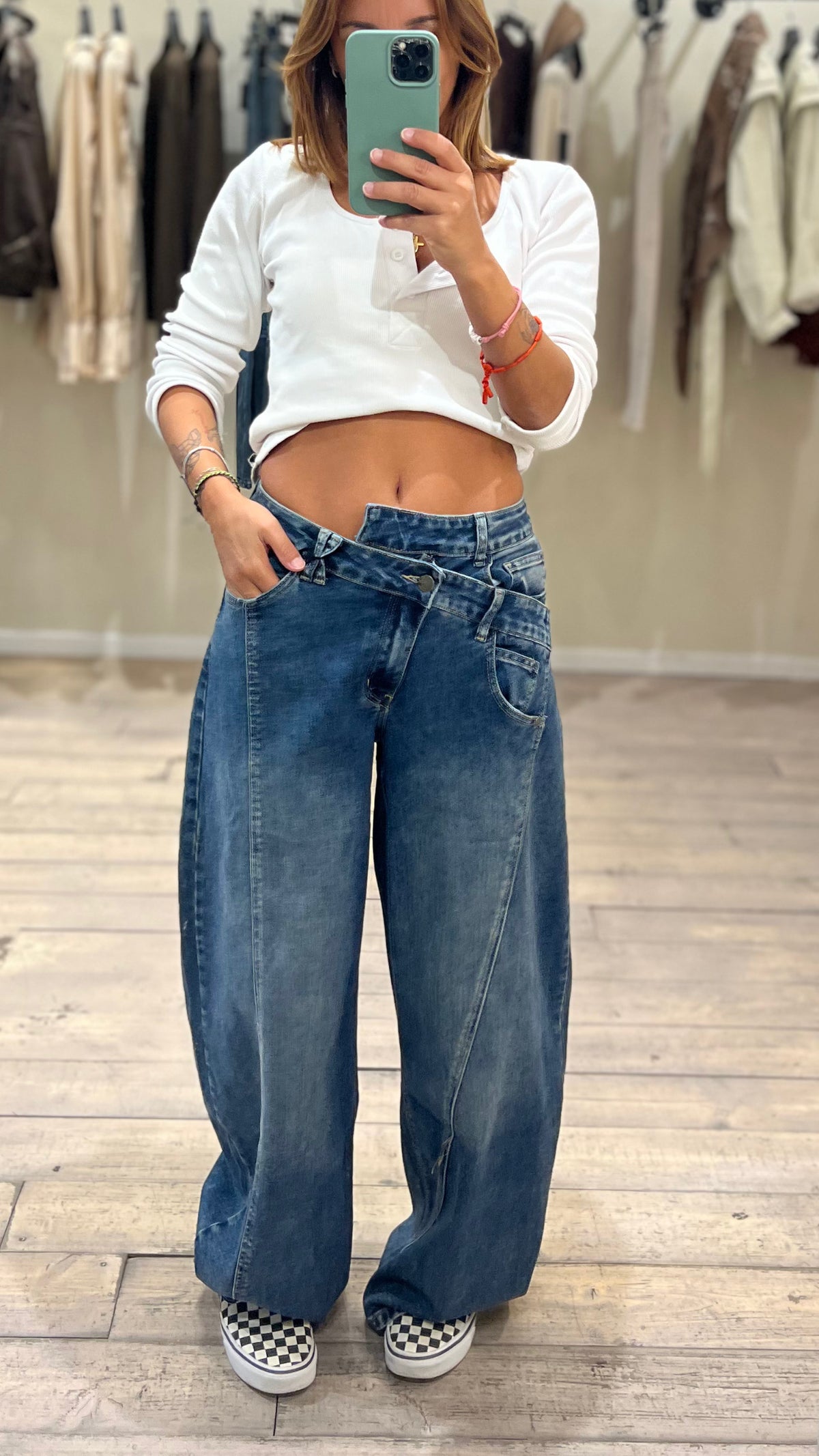 Jeans Baloon bottone obliquo