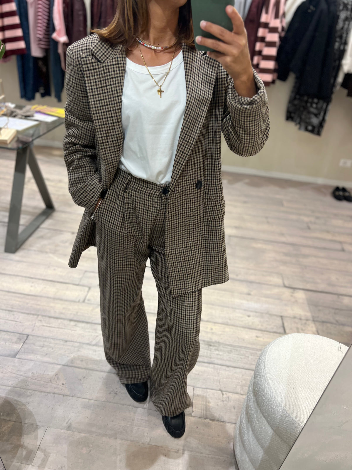 Completo giacca pantalone piedepool beige marrone