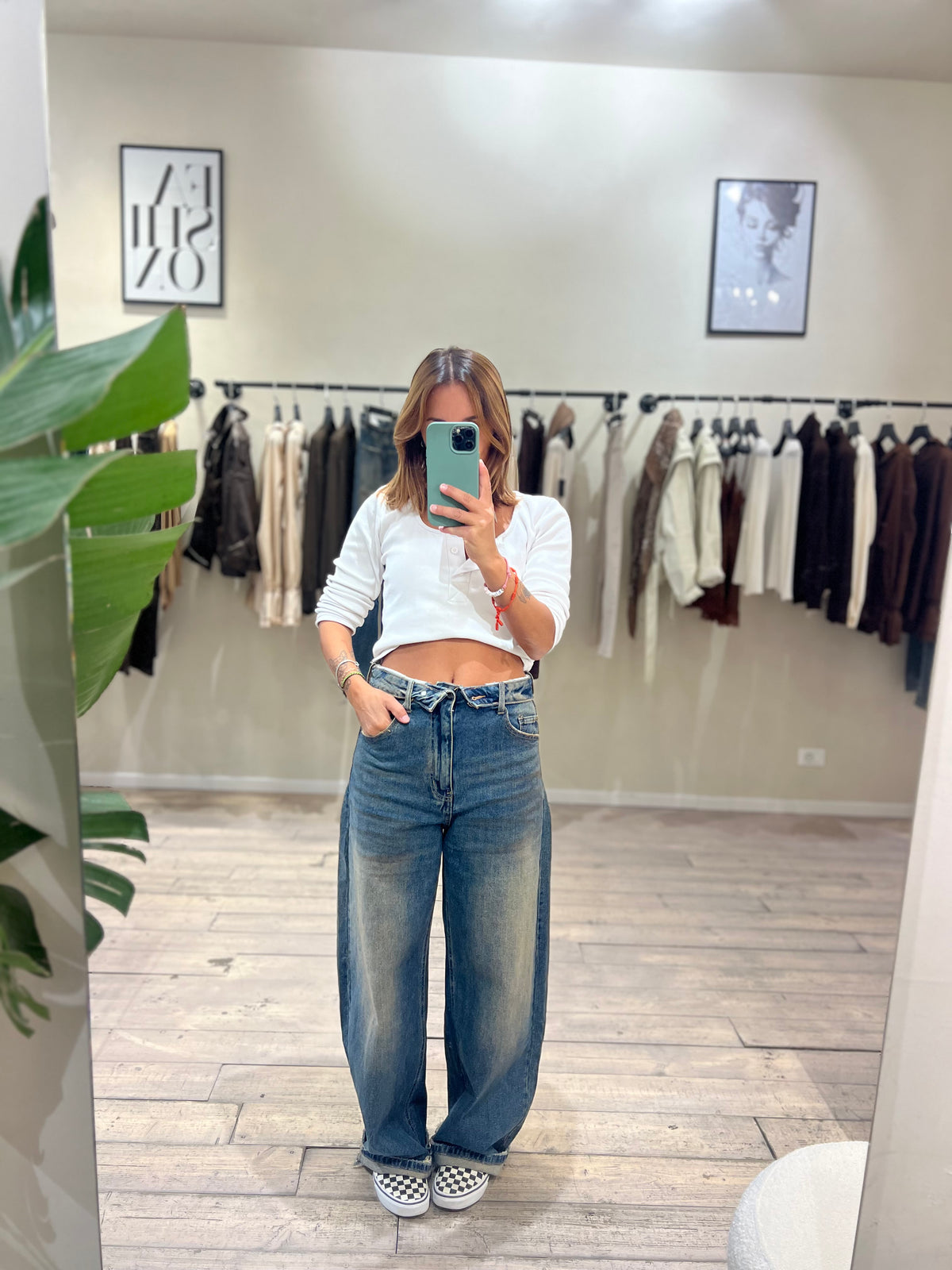 Jeans lavaggio the cintura girata