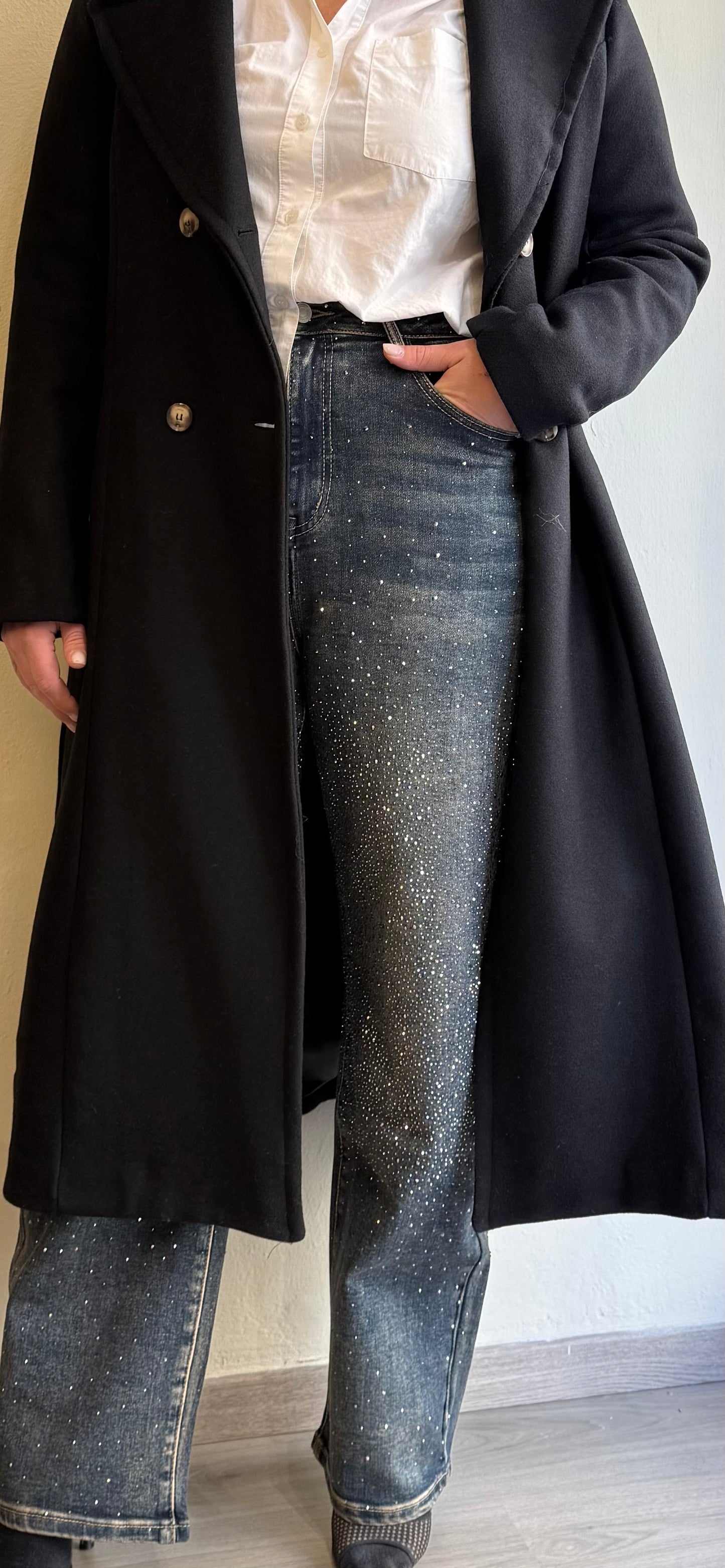Jeans sabbiato blu glitter