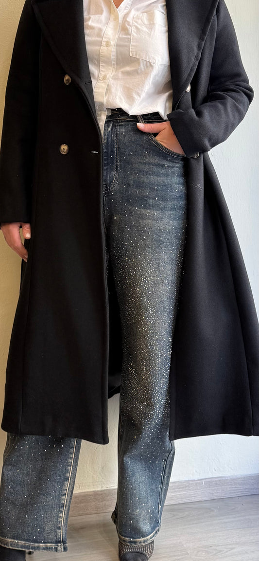 Jeans sabbiato blu glitter