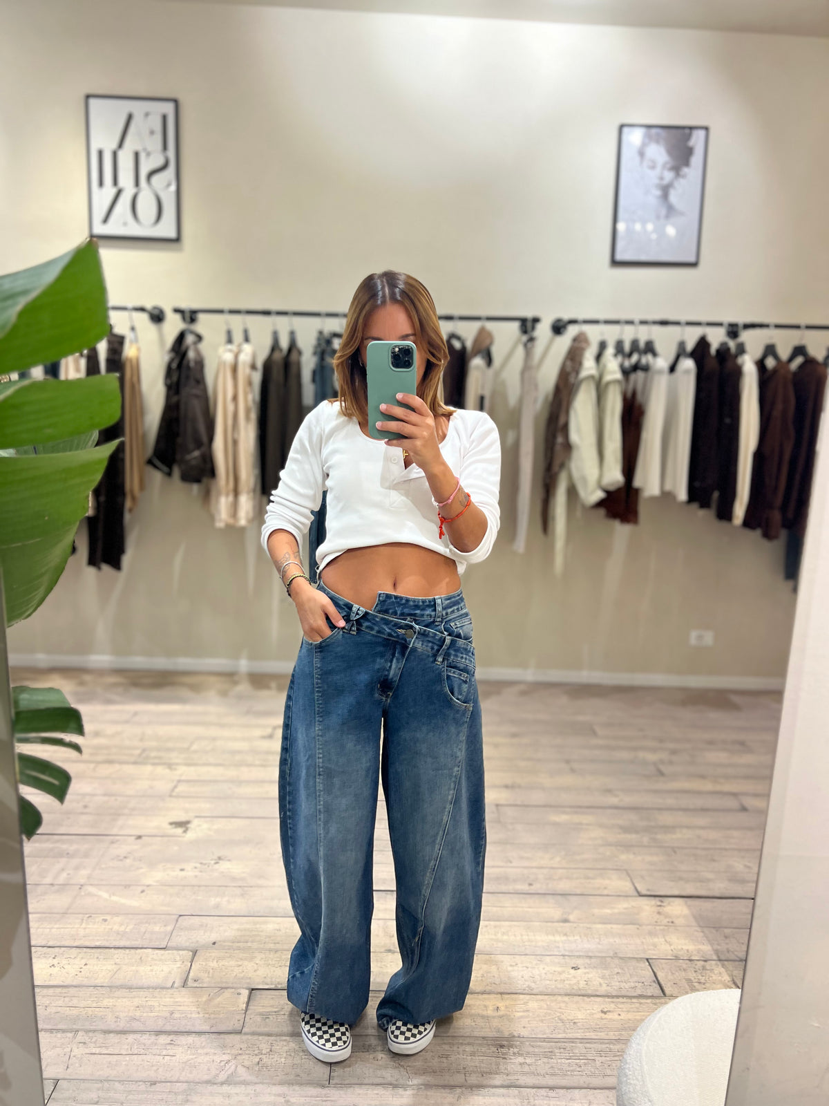 Jeans Baloon bottone obliquo
