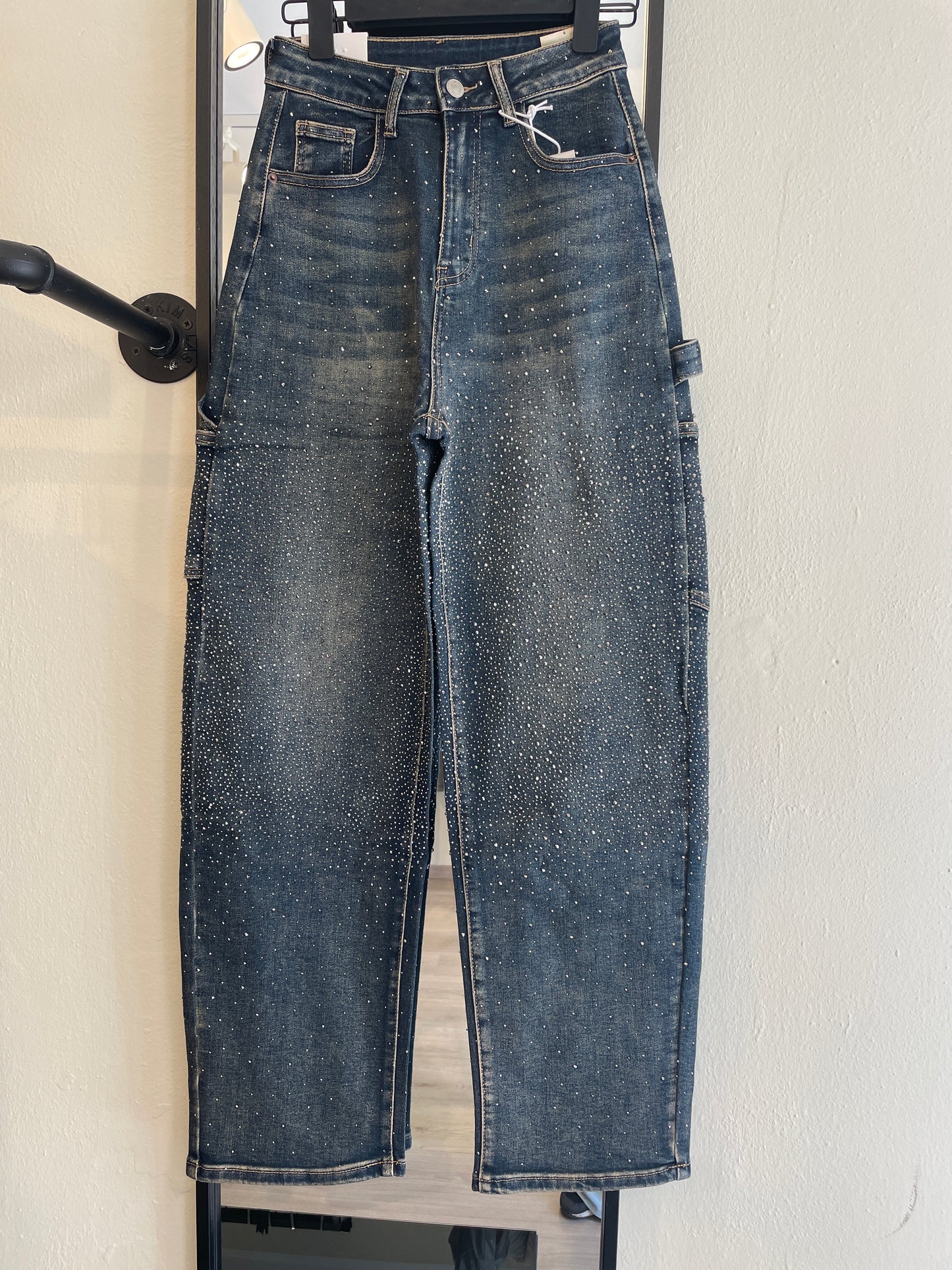 Jeans sabbiato blu glitter