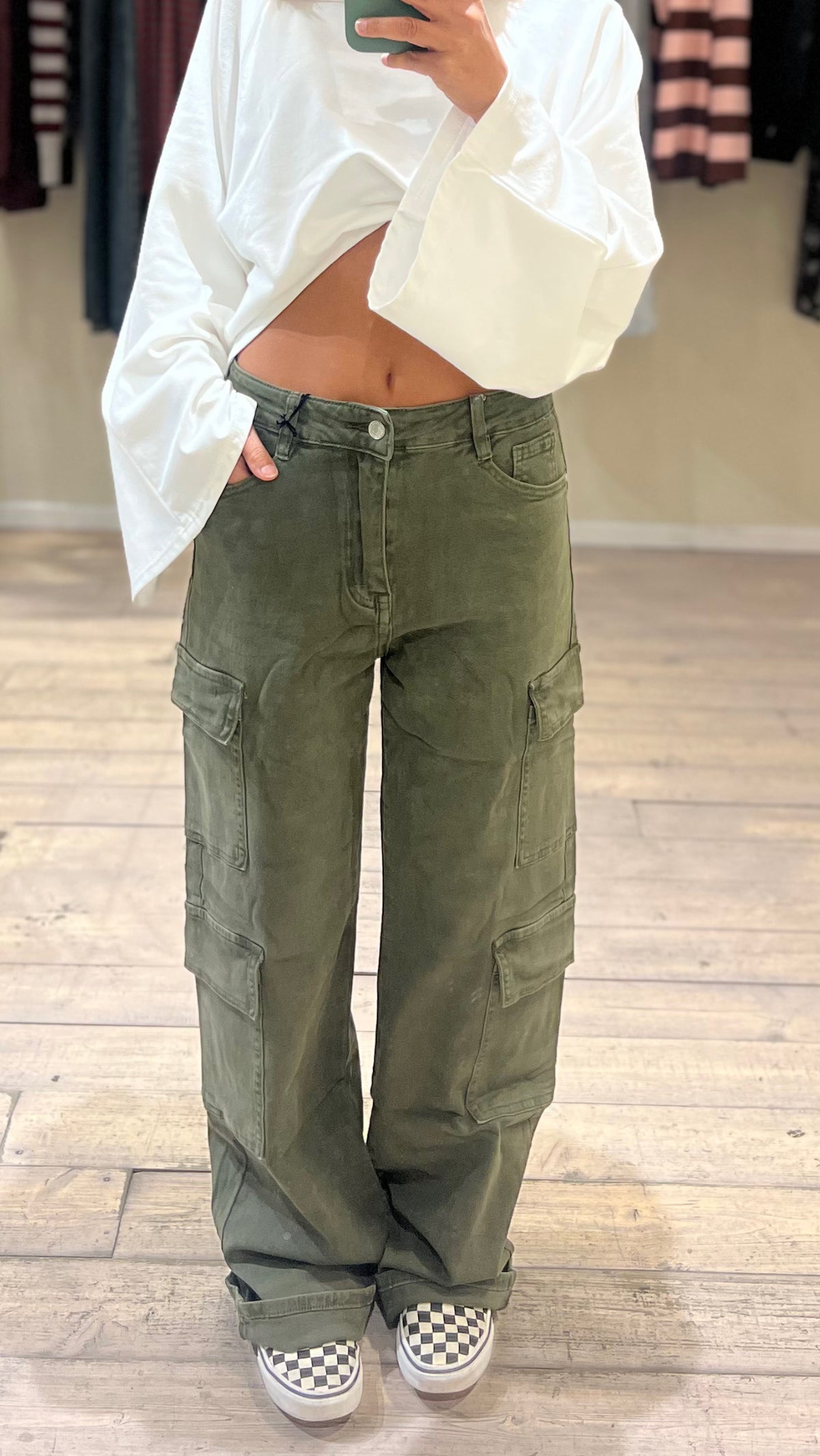 Pantalone cargo verde military