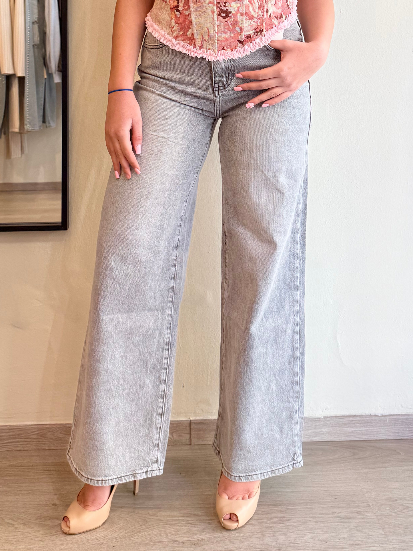 Jeans tasca glietter rosa