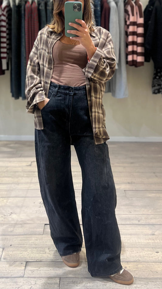 Jeans nero delave barrel