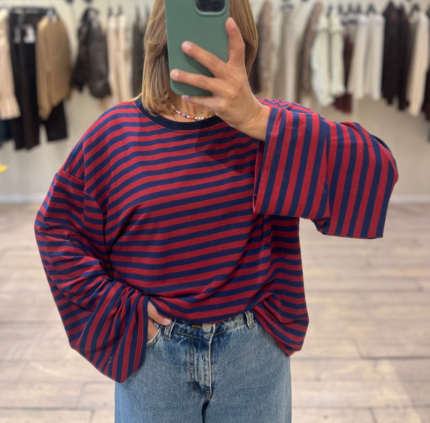 T shirt bordeaux e blu