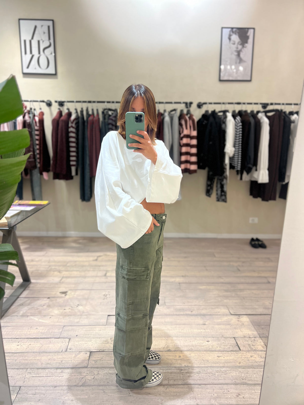 Pantalone cargo verde military